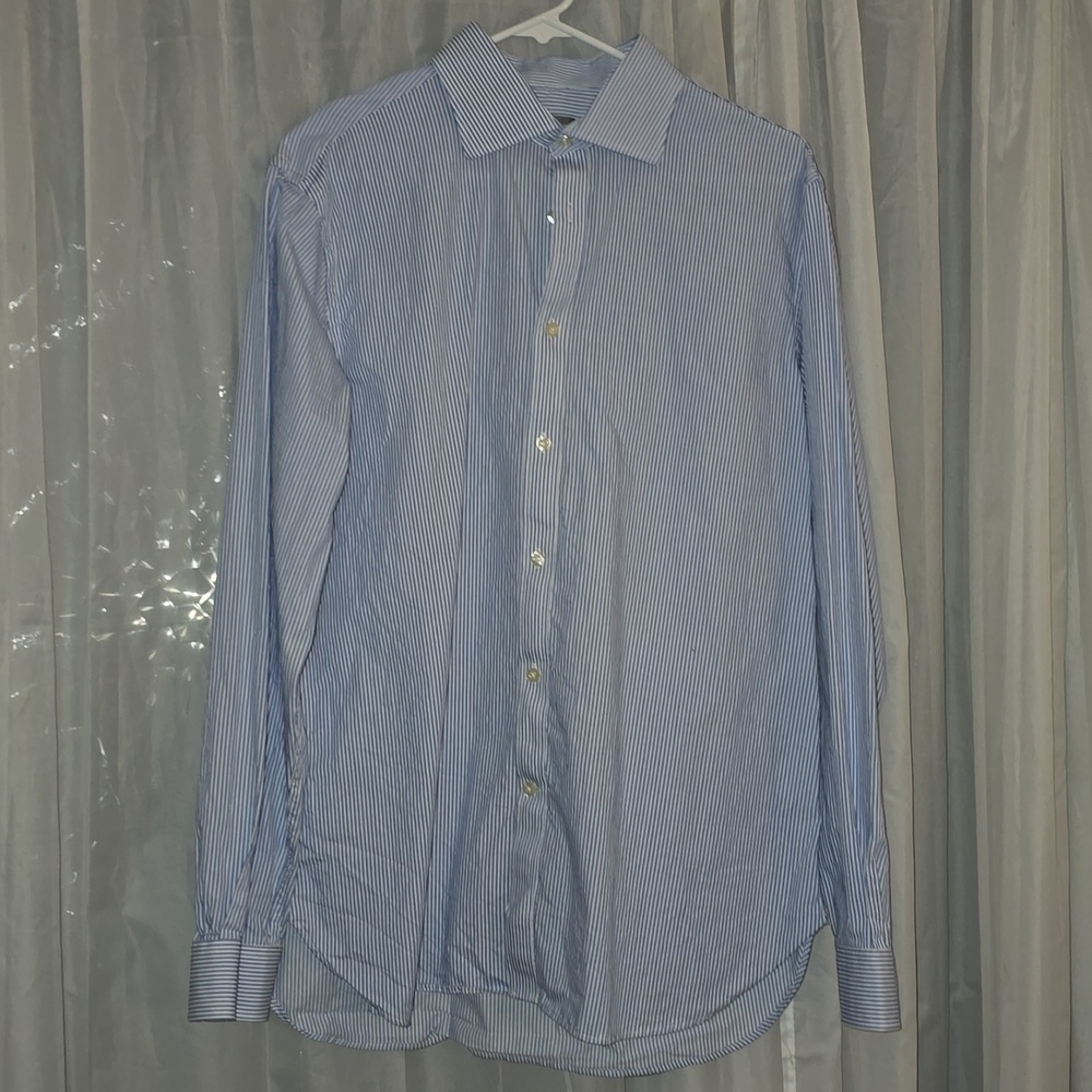 Michael Kors Light Blue and White Striped Dress Shirt